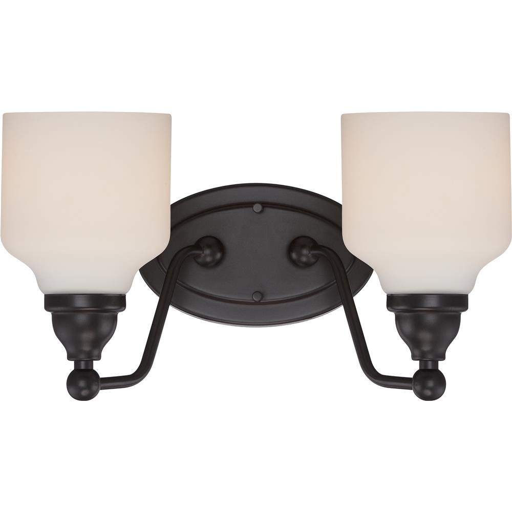 Nuvo Lighting 62/397  Kirk - 2 Light Vanity Fixture with Satin White Glass - LED Omni Included in Mahogany Bronze Finish